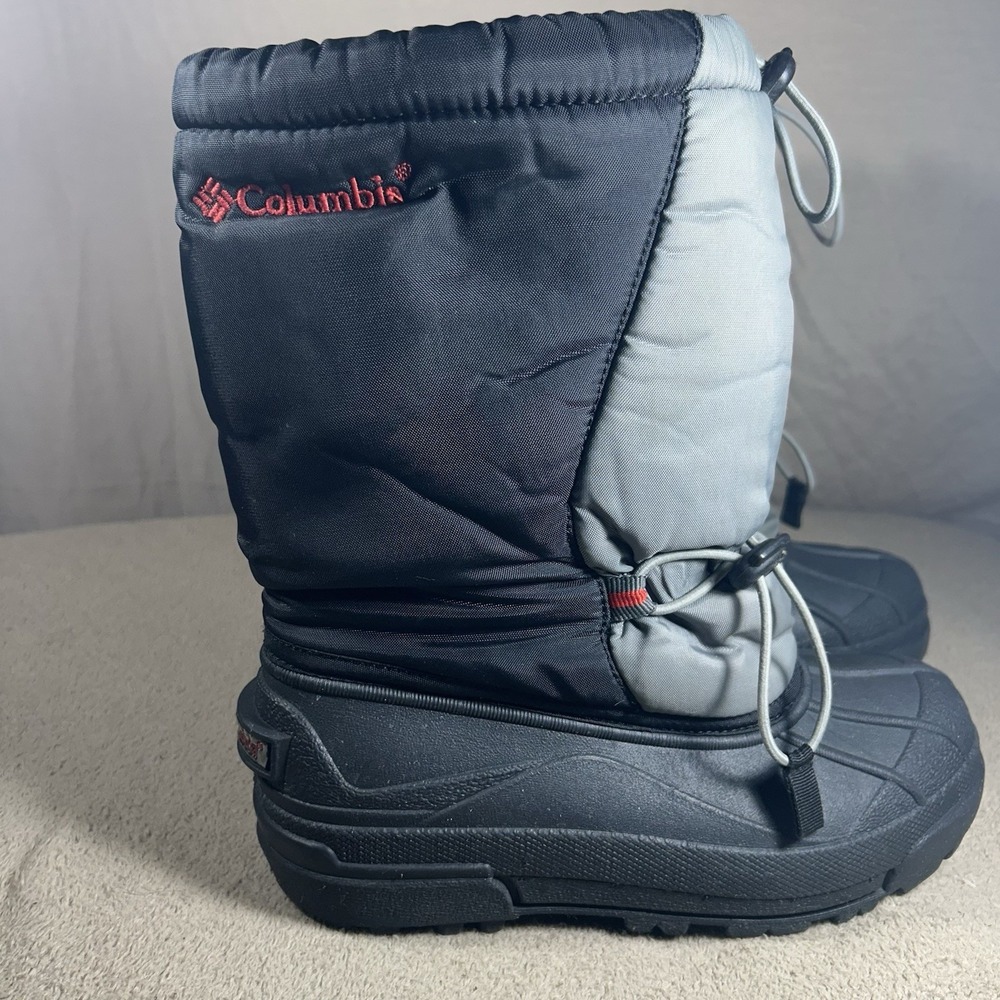 Columbia Moonridge II Snow‎ Boots Youth 5 Black Gray Insulated Winter Kids